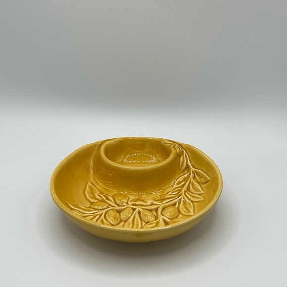 Maioliche Jessica Olive Serving Bowl With Divided Dip Dish Made in Italy - Picture 4 of 9